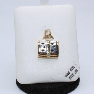 Sterling Silver Gold Purse Bag .925 Charm Pendant